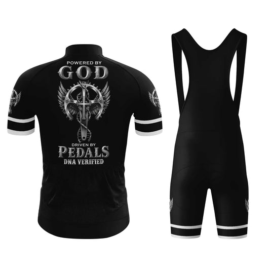 Powered By God DNA Men's Cycling Jersey Set, Road Bike Cycling Kit for Men, Biking Outfit, Bicycle Suit, Team Racing Uniform