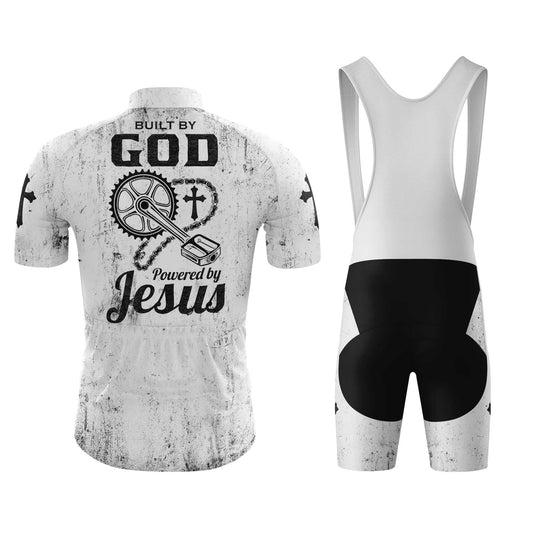 Built By God Powered By Jesus Men's Cycling Jersey Set, Road Bike Cycling Kit for Men, Biking Outfit, Bicycle Suit, Team Racing Uniform
