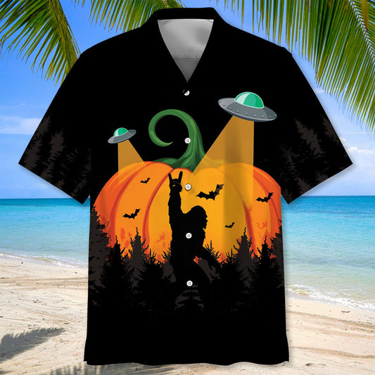 Funny Bigfoot Pumpkin Hawaiian Shirt