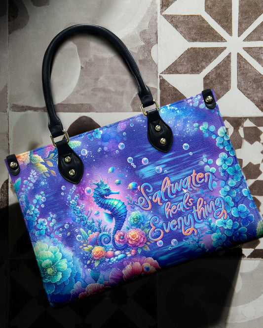 Saltwater Heals Everything Seahorse Leather Handbag