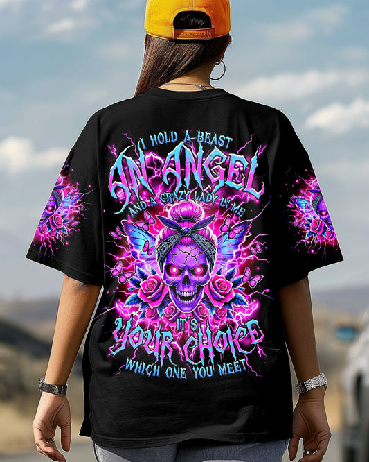 I HOLD A BEAST AN ANGEL MESSY BUN ALL OVER PRINT - TLTR2503251