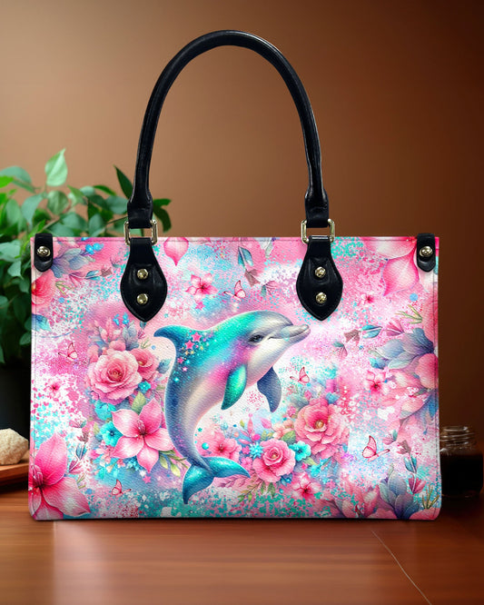 Dolphin Floral Leather Handbag