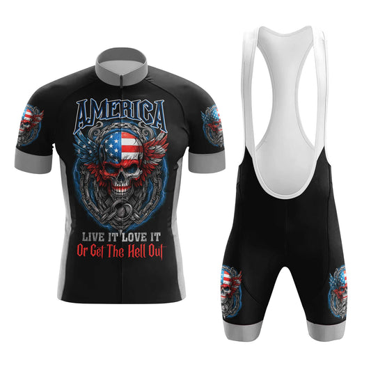 America Skull Men's Cycling Jersey Set, Road Bike Cycling Kit for Men, Biking Outfit, Bicycle Suit, Team Racing Uniform