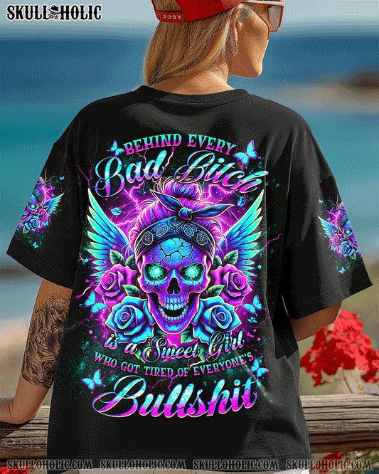 BEHIND EVERY BAD B MESSY BUN SKULL ALL OVER PRINT - TLNT2803245