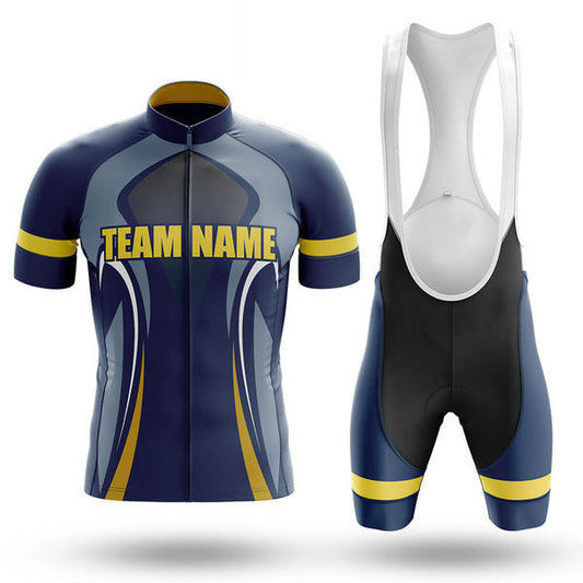BigCrowns | Navy Yellow Line Cycling Short Sleeve Custom Name Cycling Kit