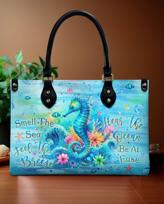 Smell The Sea Feel The Breeze Leather Handbag