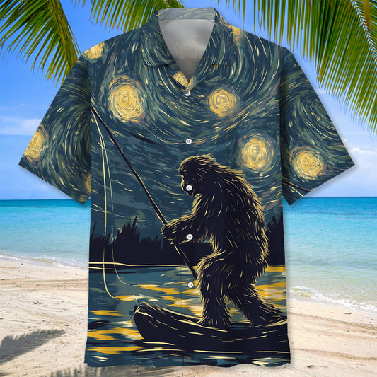 Bigfoot Starry Night Sasquatch Painting Art