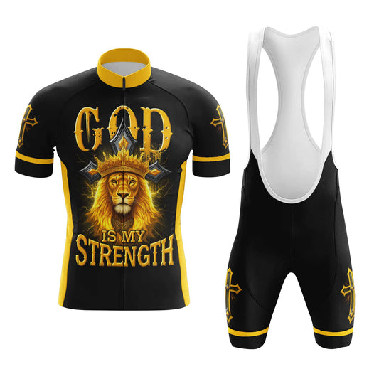 God Is My Strength Men's Cycling Jersey Set, Road Bike Cycling Kit for Men, Biking Outfit, Bicycle Suit, Team Racing Uniform