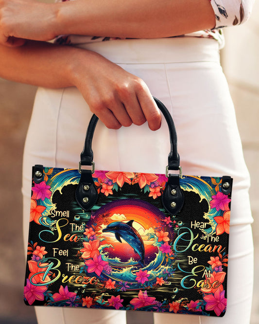 Smell The Sea Feel The Breeze Dolphin Leather Handbag