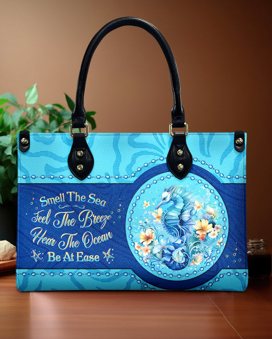 Smell The Sea Feel The Breeze Seahorse Leather Handbag