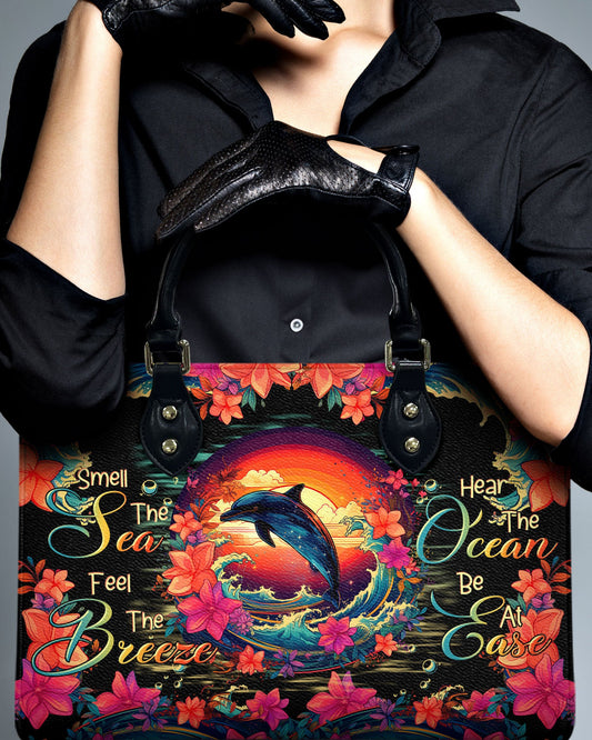 Smell The Sea Feel The Breeze Dolphin Leather Handbag