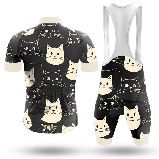 Happy Emoticon Cat Men's Cycling Jersey Set, Road Bike Cycling Kit for Men, Biking Outfit, Bicycle Suit, Team Racing Uniform