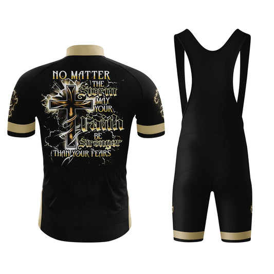 May Your Faith Be Stronger Than Fears Men's Cycling Jersey Set, Road Bike Cycling Kit for Men, Biking Outfit, Bicycle Suit, Team Racing Uniform