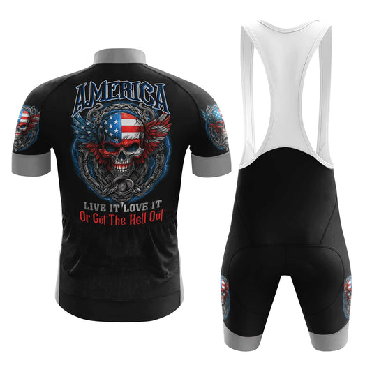 America Skull Men's Cycling Jersey Set, Road Bike Cycling Kit for Men, Biking Outfit, Bicycle Suit, Team Racing Uniform