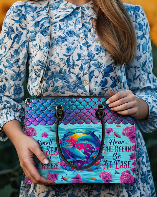 Smell The Sea Feel The Breeze Dolphin Leather Handbag