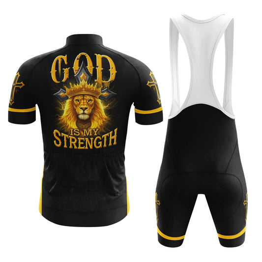 God Is My Strength Men's Cycling Jersey Set, Road Bike Cycling Kit for Men, Biking Outfit, Bicycle Suit, Team Racing Uniform