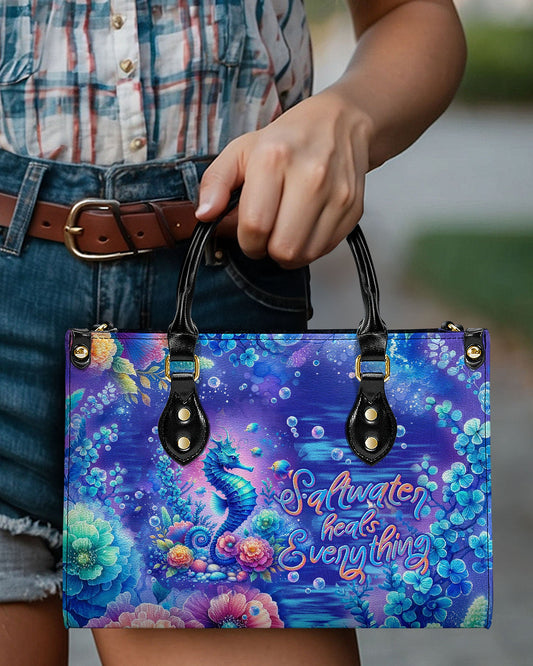 Saltwater Heals Everything Seahorse Leather Handbag