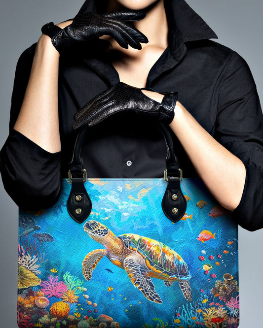 Ocean Turtle Leather Handbag