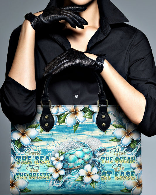 Smell The Sea Feel The Breeze Turtle Leather Handbag