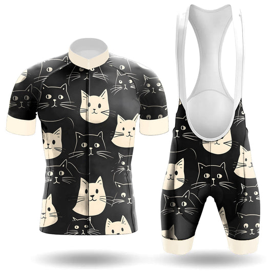 Happy Emoticon Cat Men's Cycling Jersey Set, Road Bike Cycling Kit for Men, Biking Outfit, Bicycle Suit, Team Racing Uniform