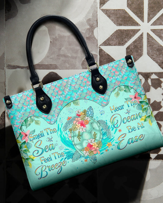 Smell The Sea Feel The Breeze Turtle Leather Handbag