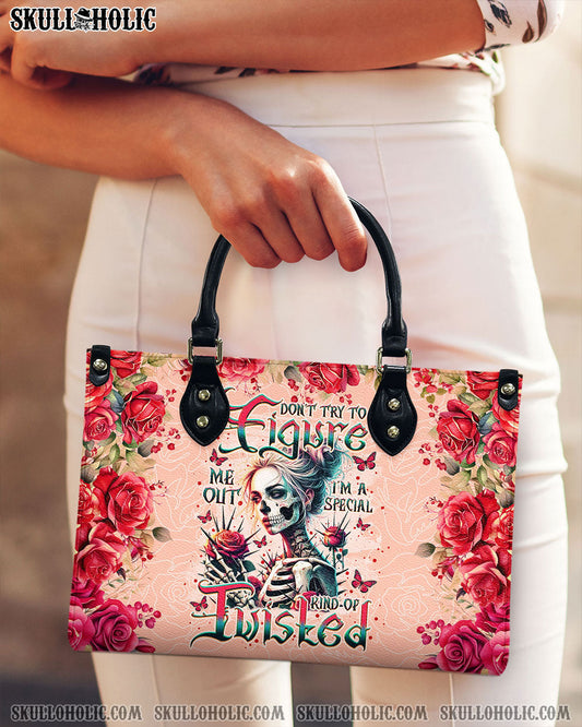 DON'T TRY TO FIGURE ME OUT SKULL LADY LEATHER HANDBAG - TLNO1810244