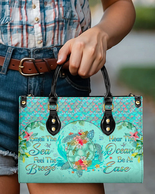 Smell The Sea Feel The Breeze Turtle Leather Handbag