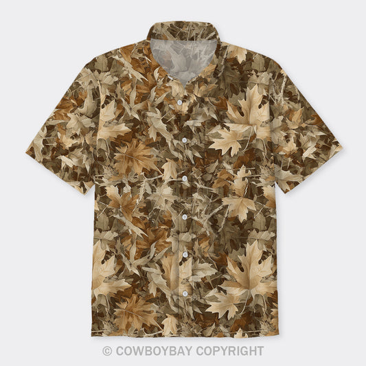 Red Maple Leaf Pattern Button Up Shirts