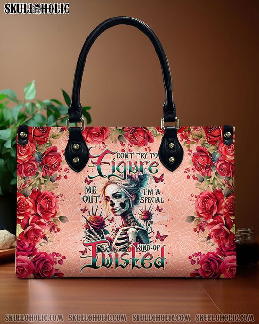 DON'T TRY TO FIGURE ME OUT SKULL LADY LEATHER HANDBAG - TLNO1810244
