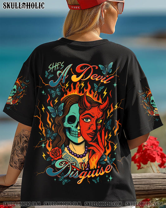 SHE'S A DEVIL IN DISGUISE SKULL LADY ALL OVER PRINT - TLNT1904254