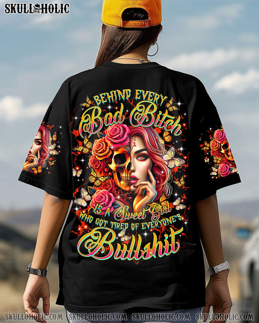 BEHIND EVERY BAD B MESSY BUN SKULL ALL OVER PRINT - TLTR2503254