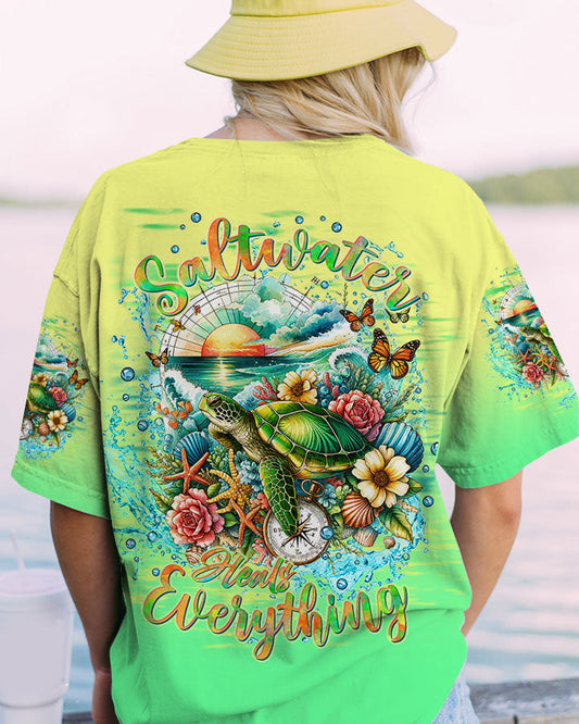 SALTWATER HEALS EVERYTHING COMPASS TURTLE ALL OVER PRINT - TLTW0612234