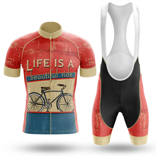 Life Is A Beautiful Ride Men's Cycling Jersey Set, Road Bike Cycling Kit for Men, Biking Outfit, Bicycle Suit, Team Racing Uniform