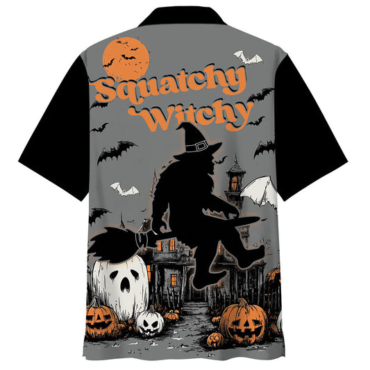 Bigfoot Halloween Town Squatchy Witchy Hawaiian Shirt