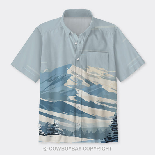 Cold Snow Mountain Design Button Up Shirts