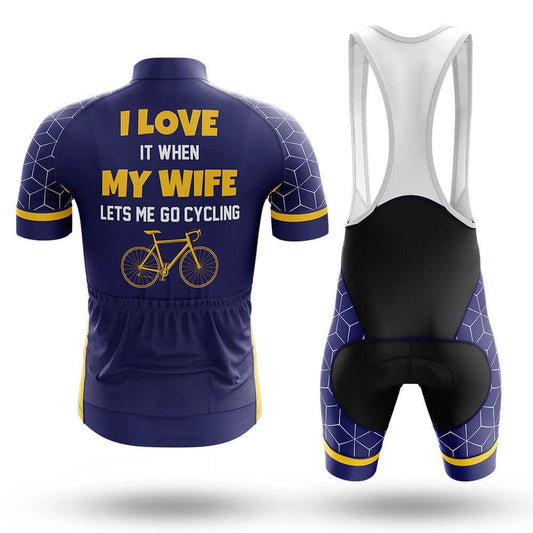 I Love It When My Wife Lets Me Go Cycling Men's Cycling Jersey Set, Road Bike Cycling Kit for Men, Biking Outfit, Bicycle Suit, Team Racing Uniform