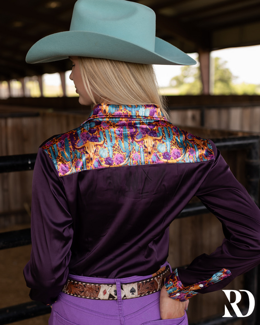 CANYON CACTUS SATIN PERFORMANCE RODEO SHIRT