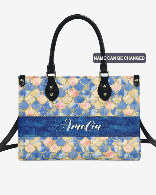 Sparkles Mermaid Pattern Leather Handbag