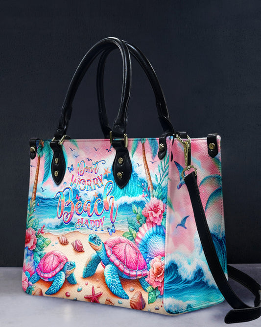 Don'T Worry Beach Happy Turtle Leather Handbag