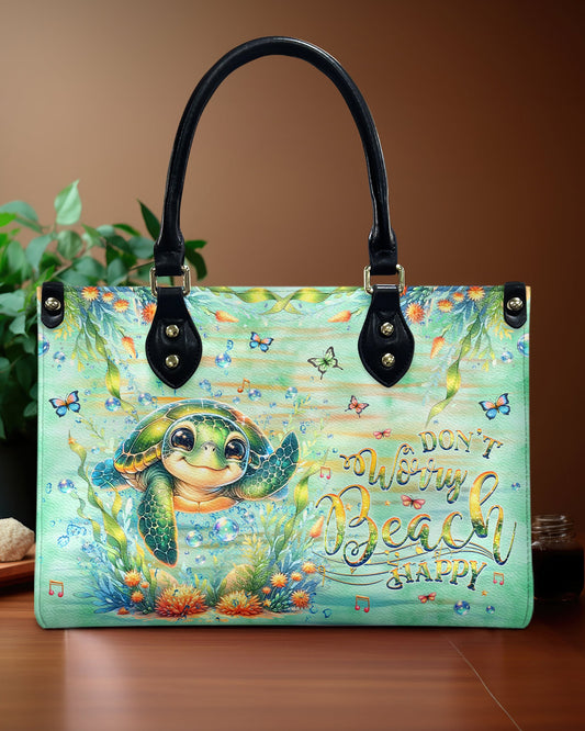 Don'T Worry Beach Happy Turtle Leather Handbag