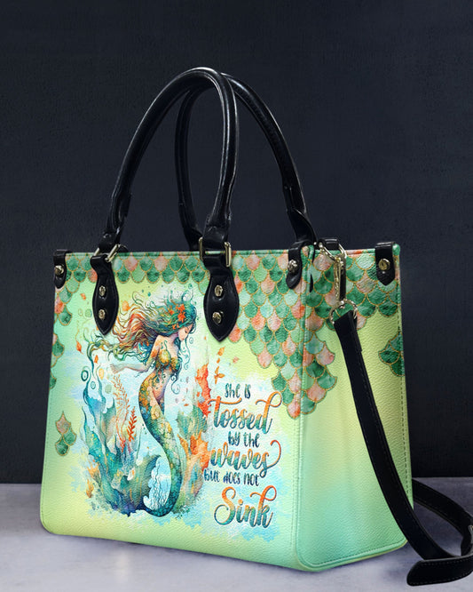 She Is Tossed By The Waves Mermaid Leather Handbag
