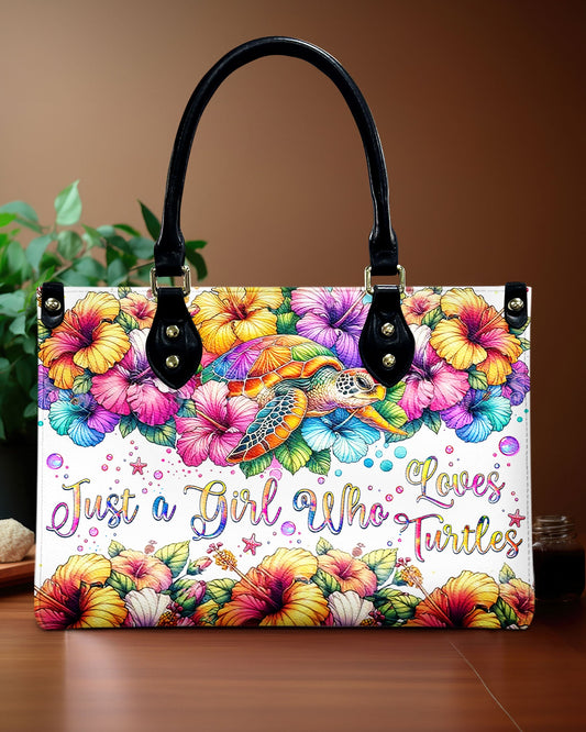 Just A Girl Who Loves Turtles Leather Handbag