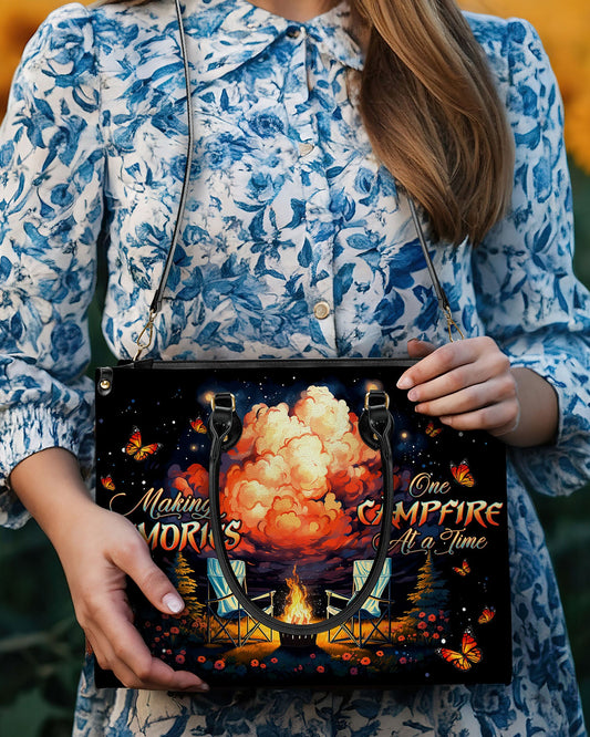 Making Memories One Campfire At A Time Leather Handbag