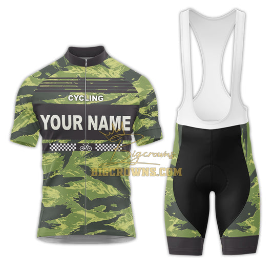 BigCrowns | Green Camo Sleeve Custom Name Cycling Kit