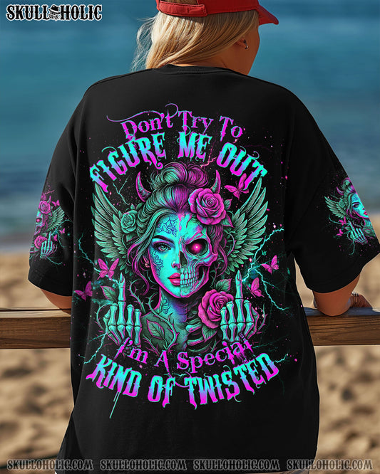 DON'T TRY TO FIGURE ME OUT SKULL HALF FACE ALL OVER PRINT - TLTW0204252