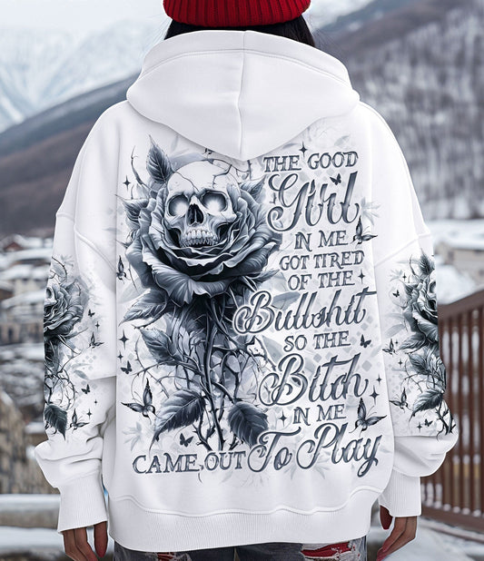THE GOOD GIRL IN ME GOT TIRED SKULL MESSY BUN TIE DYE ALL OVER PRINT - TLNO06023251