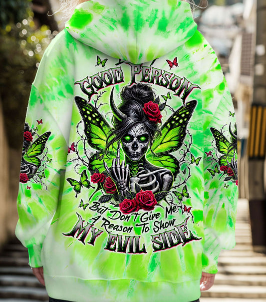 I'M A GOOD PERSON SKULL MESSY BUN TIE DYE ALL OVER PRINT - TLTW2702251