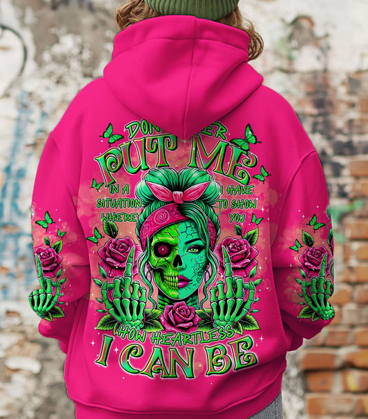 HOW HEARTLESS I CAN BE TATTOO SKULL MESSY BUN ALL OVER PRINT - TLTR0303251