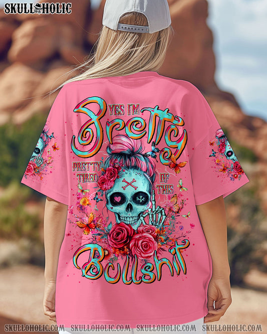 YES I'M PRETTY SKULL MESSY BUN ALL OVER PRINT - TLTR0605252