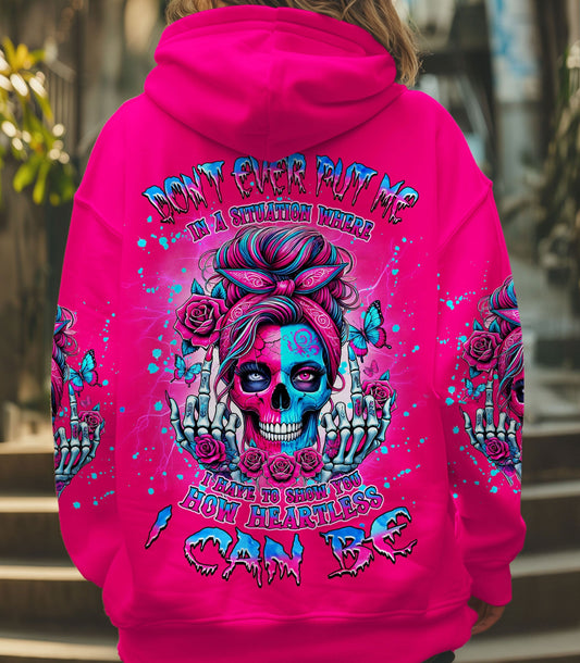 HOW HEARTLESS I CAN BE TATTOO SKULL MESSY BUN ALL OVER PRINT - TLNZ2802252